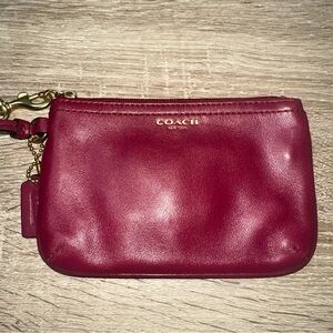 Coach Women's Deep Red Leather Wristlet